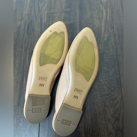 AGL Attilio Giusti Leobruni BLUSH LEATHER OPEN BACK POINTED TOE Tassels Flats - Picture 10 of 10